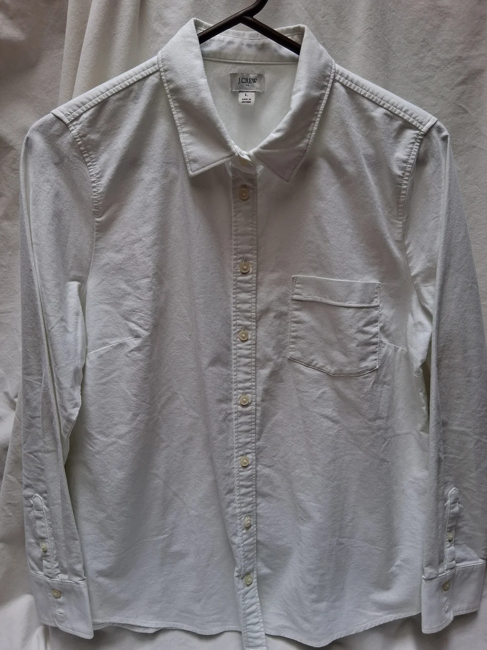 J. Crew Women's White Long-Sleeve Button-Down Shirt